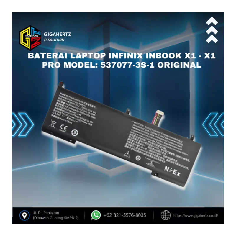 BATERAI LAPTOP INFINIX INBOOK X1 - X1 PRO MODEL: 537077-3S-1 ORIGINAL