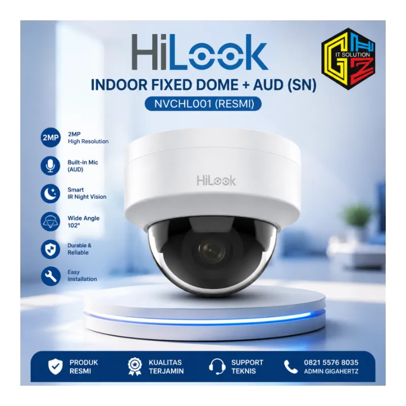IP CAM HILOOK INDOOR Fixed Dome + AUD (SN) (Resmi)
