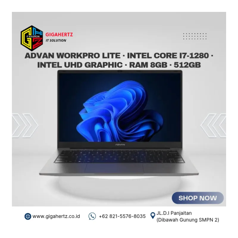 ADVAN Workpro lite · Intel Core i7-1280 · intel uhd graphic · RAM 8GB · 512GB