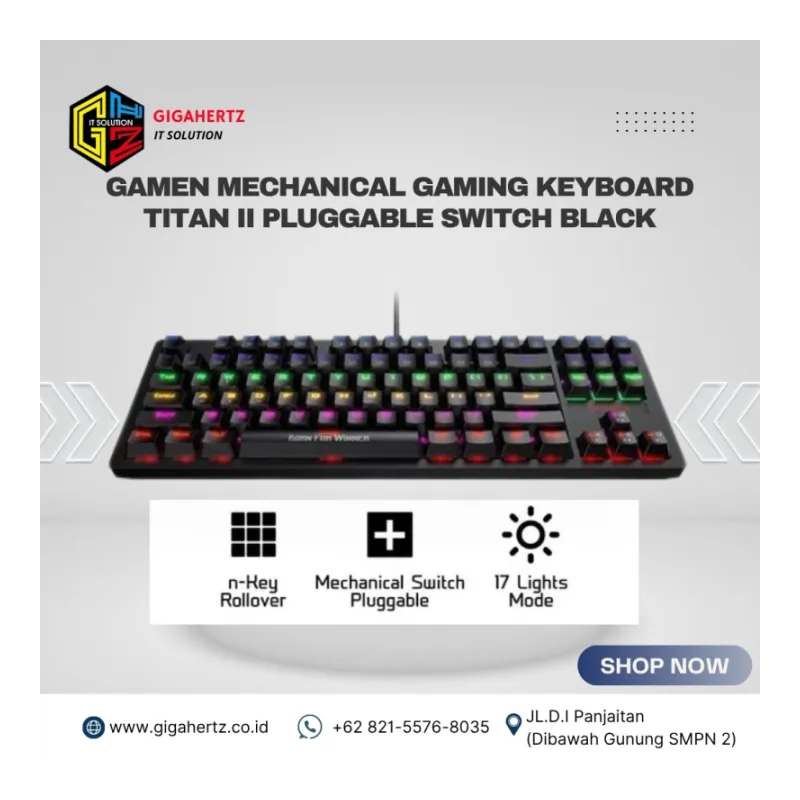 GAMEN MECHANICAL GAMING KEYBOARD TITAN II PLUGGABLE SWITCH BLACK