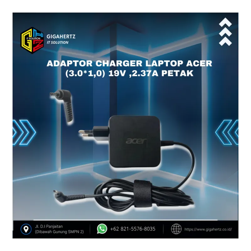Adaptor Charger Laptop Acer (3.0*1,0) 19V ,2.37A Petak
