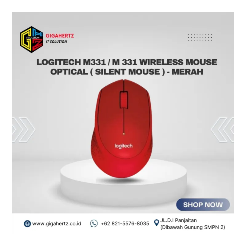 Logitech M331 / M 331 Wireless Mouse Optical ( Silent Mouse ) - Merah