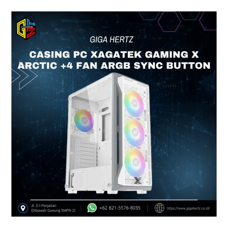 CASING PC XAGATEK GAMING X ARCTIC +4 FAN ARGB SYNC BUTTON