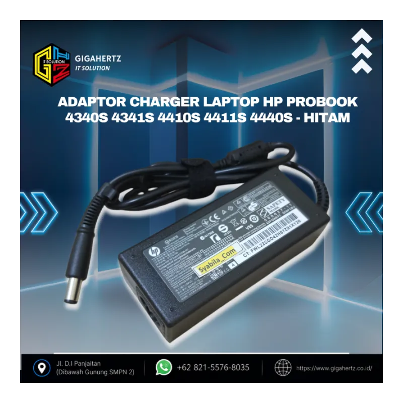 Adaptor Charger Laptop HP ProBook 4340S 4341S 4410S 4411S 4440S - Hitam