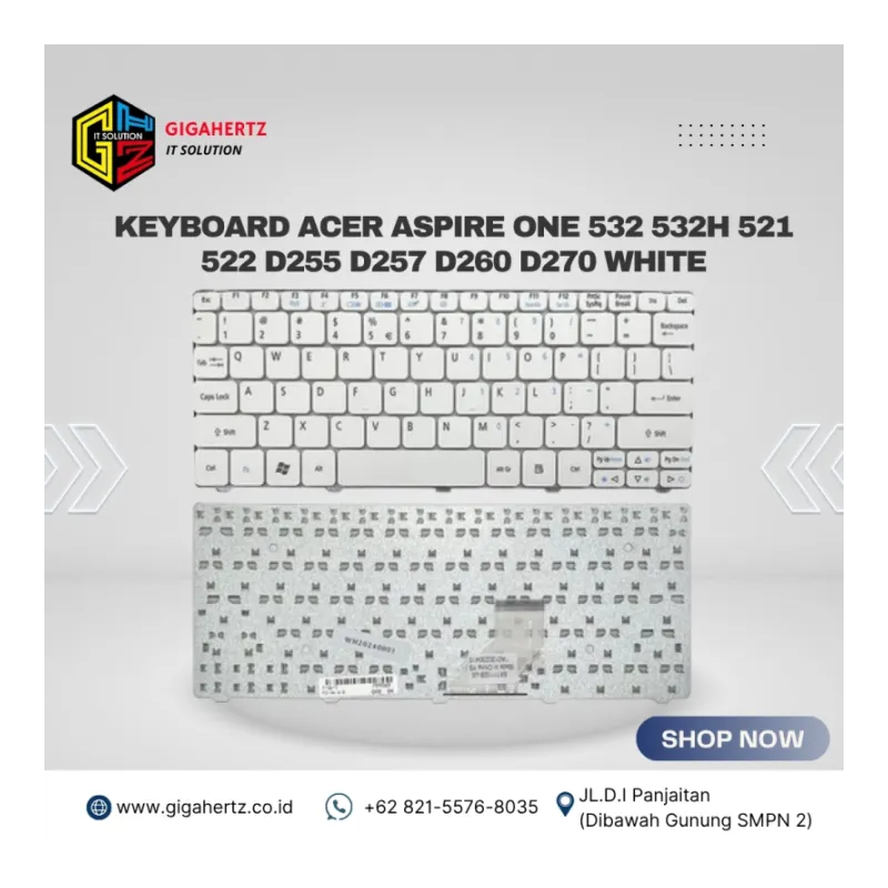 Keyboard Acer Aspire One 532 532H 521 522 D255 D257 D260 D270 WHITE
