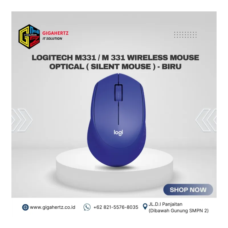 Logitech M331 / M 331 Wireless Mouse Optical ( Silent Mouse ) - BIRU