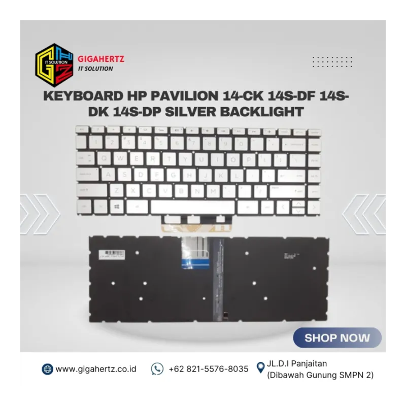 Keyboard Hp Pavilion 14-CK 14S-DF 14S-DK 14S-DP Silver Backlight