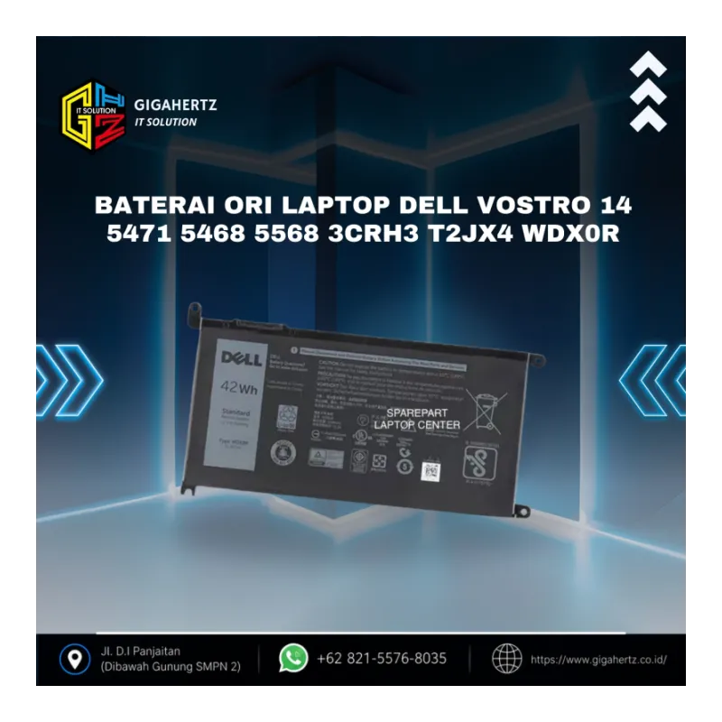 Baterai Ori Laptop Dell Vostro 14 5471 5468 5568 3CRH3 T2JX4 WDX0R
