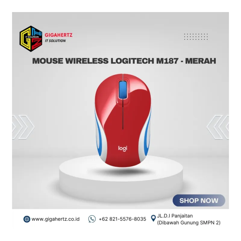 Mouse Wireless Logitech M187 -  Merah
